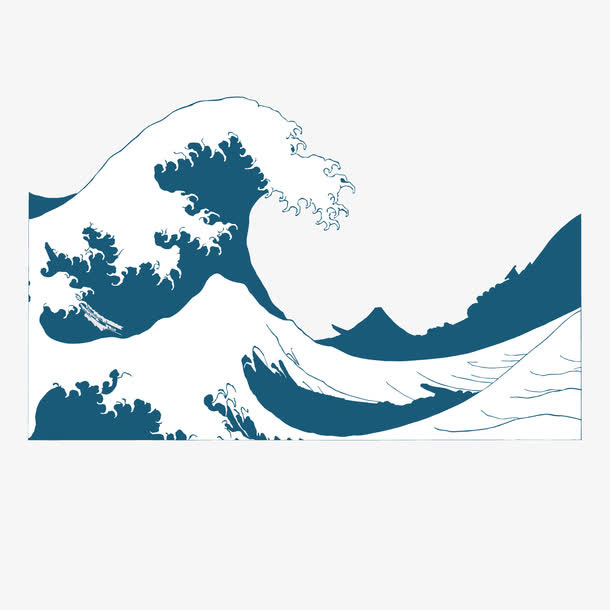 矢量卡通浪花海潮海面免抠