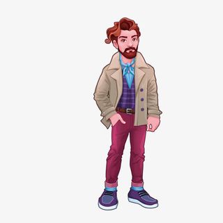 矢量卡通男装青年免抠
