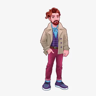 矢量卡通男装青年免抠