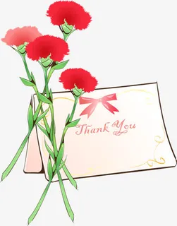 红色温馨节日感恩贺卡花朵免抠
