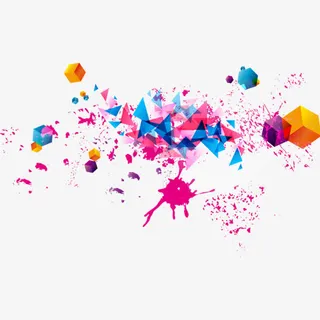 方块油墨彩色漂浮背景