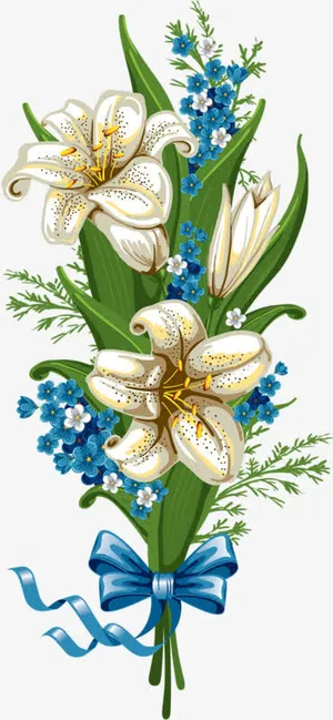 卡通手绘白色鲜花免抠