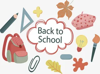 红色线条云朵海报免抠