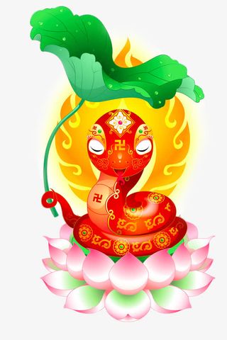 创意盘坐在莲花台上的蛇免抠