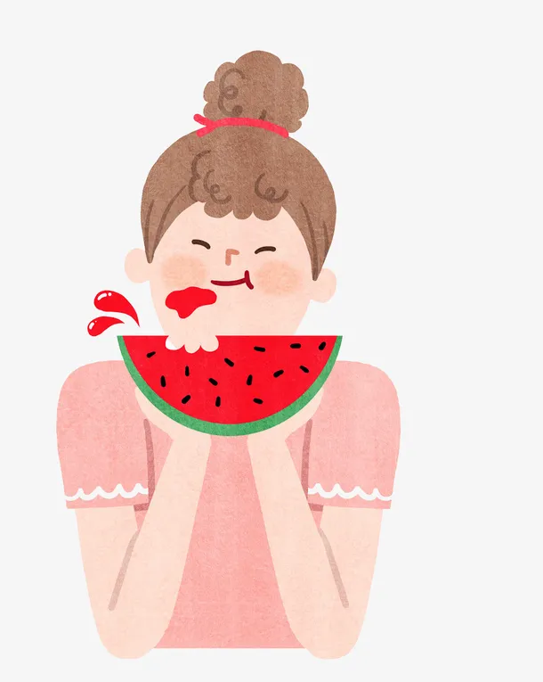 彩色圆弧吃水果元素免抠