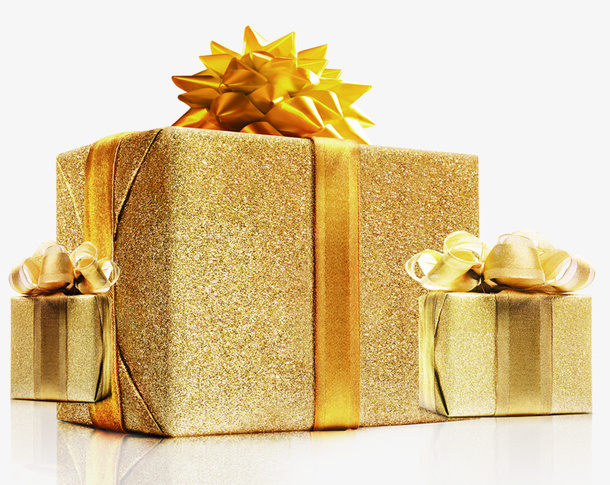 促销金粉礼盒金花免抠