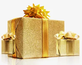 促销金粉礼盒金花免抠