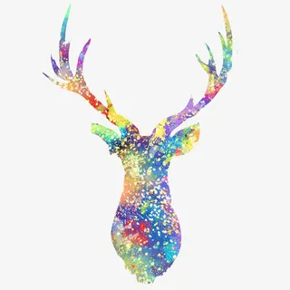 驯鹿彩色装饰画素材图片免抠