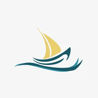 黄色和蓝色帆船图标免抠