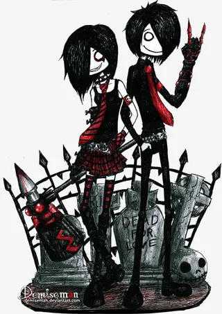 手绘卡通非主流情侣免抠