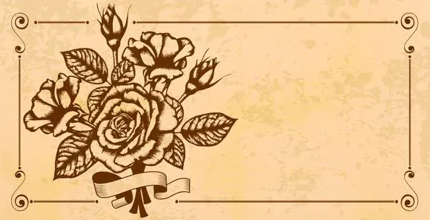 纸张上的手绘花朵免抠