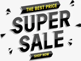 黑色质感超级折扣海报免抠