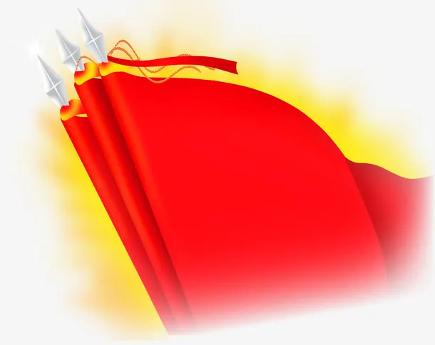 发光红旗手绘效果免抠