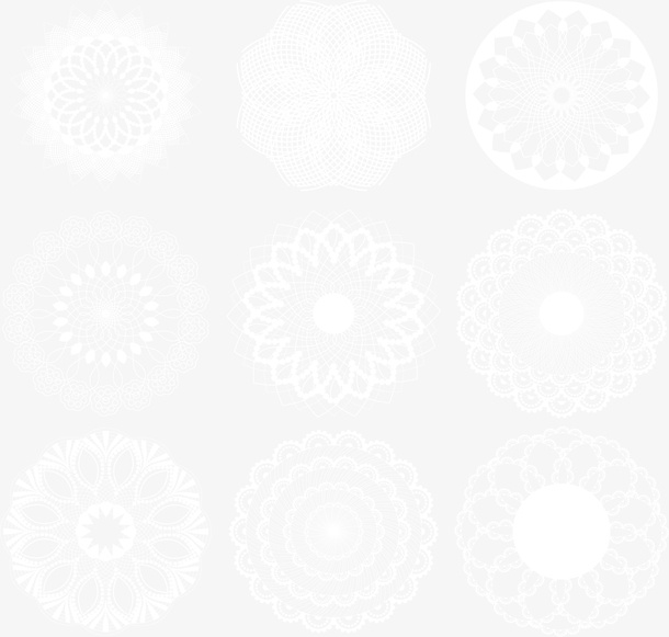 9款白色蕾丝花纹矢量素材免抠