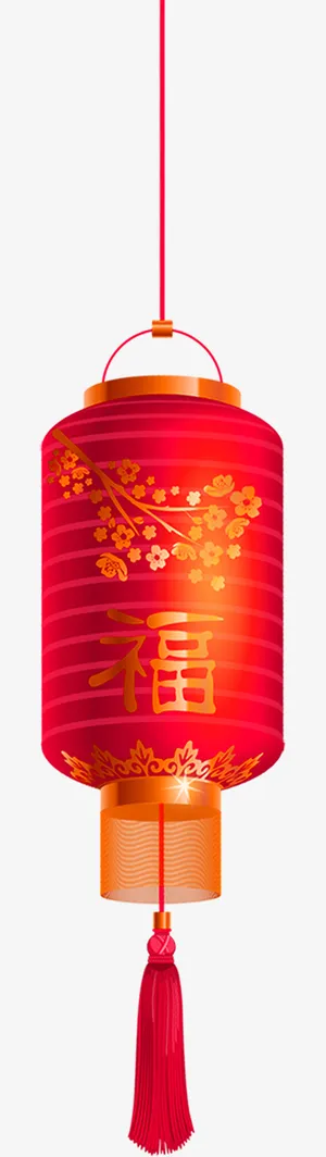 红色中国风福字灯笼免抠