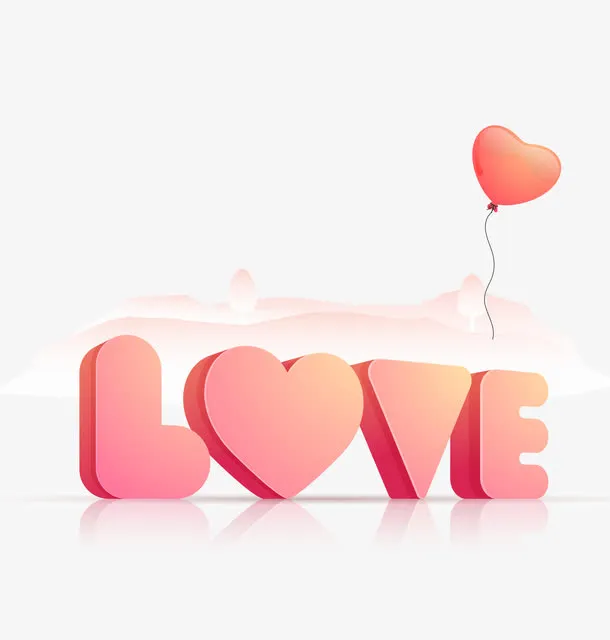 粉色立体英文字母love矢量图免抠字体元素