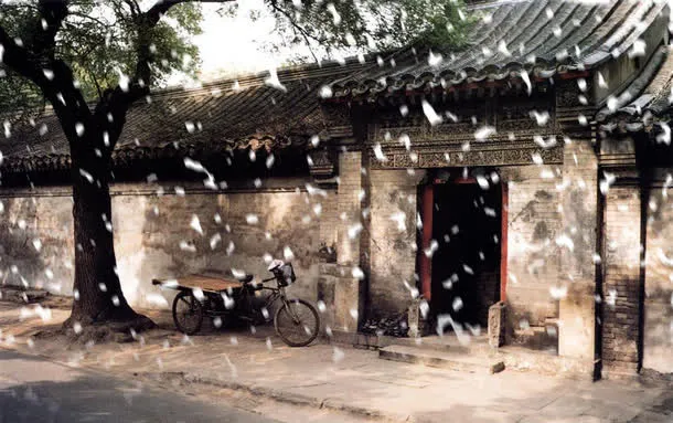 高*景雪景合成北京小巷免抠