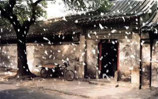 高*景雪景合成北京小巷免抠