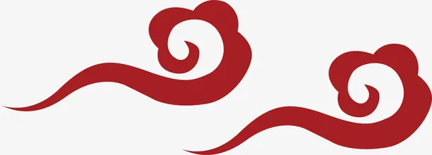 红色古风云团图案免抠