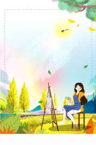 小清新二十四节气处暑海报背景高清