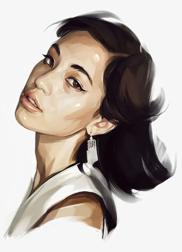 美女插画手绘免抠