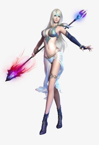 手持权杖 古典长发美女png素材免抠