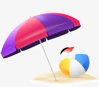 夏日海边沙滩遮阳伞免抠