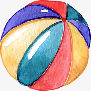 水彩手绘立体皮球免抠