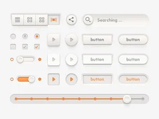 白色界面元素按钮PSD素材免抠