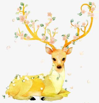 手绘梅花鹿免抠
