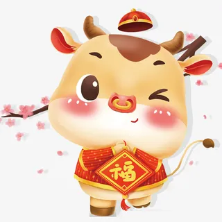 年新年小牛3月免抠