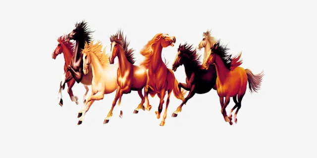 中国风八马图商业素材免抠