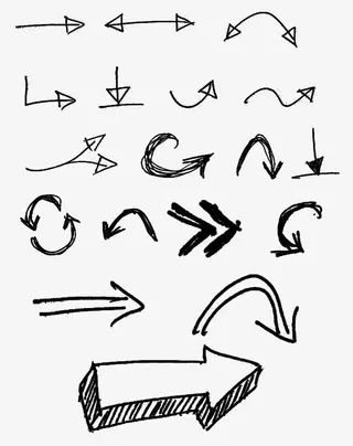 手绘黑白箭头免抠