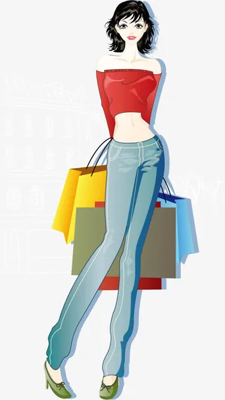 矢量购物的女人免抠