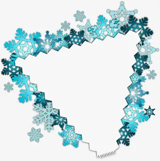 蓝色雪花三角形免抠