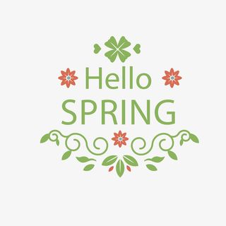 绿色你好春天春天标签免抠