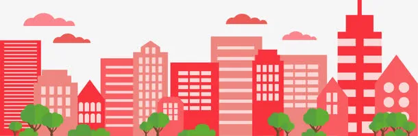 彩色城市楼群免抠