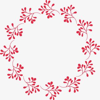 红色卡通手绘花环头饰免抠