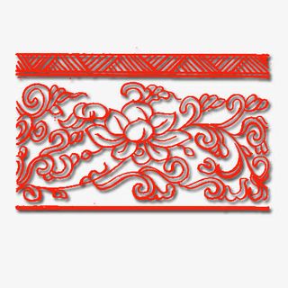 红色剪纸免抠