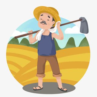 五一劳动节麦田里的农民免抠