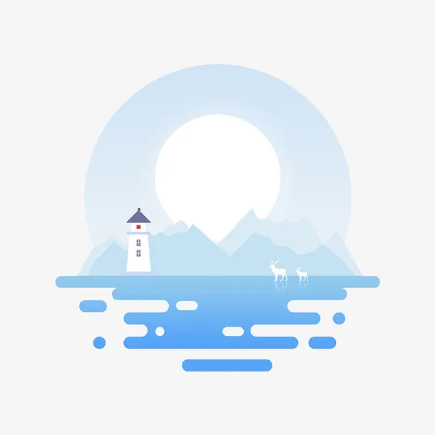 创意微风景手绘插画免抠