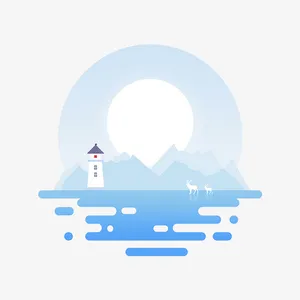 创意微风景手绘插画免抠