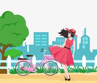 小女孩春季踏青出游海报免抠