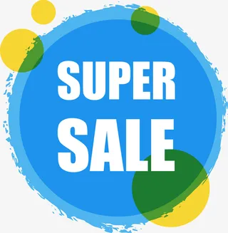 蓝色时尚色块标签免抠