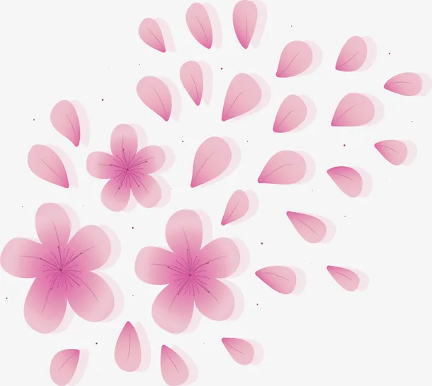 浪漫飞舞粉红花瓣免抠