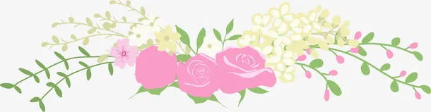 粉色花朵绿叶清新边框免抠