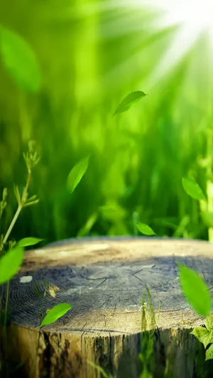 绿色树叶草地大树树干荧光背景素材高清