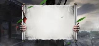 展开的空白卷轴海报背景免抠背景banner海报元素