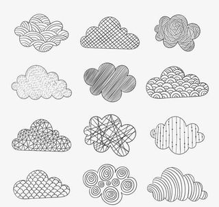 手绘花纹云朵免抠