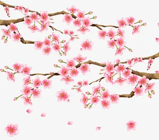 春天装饰手绘桃花素材免抠